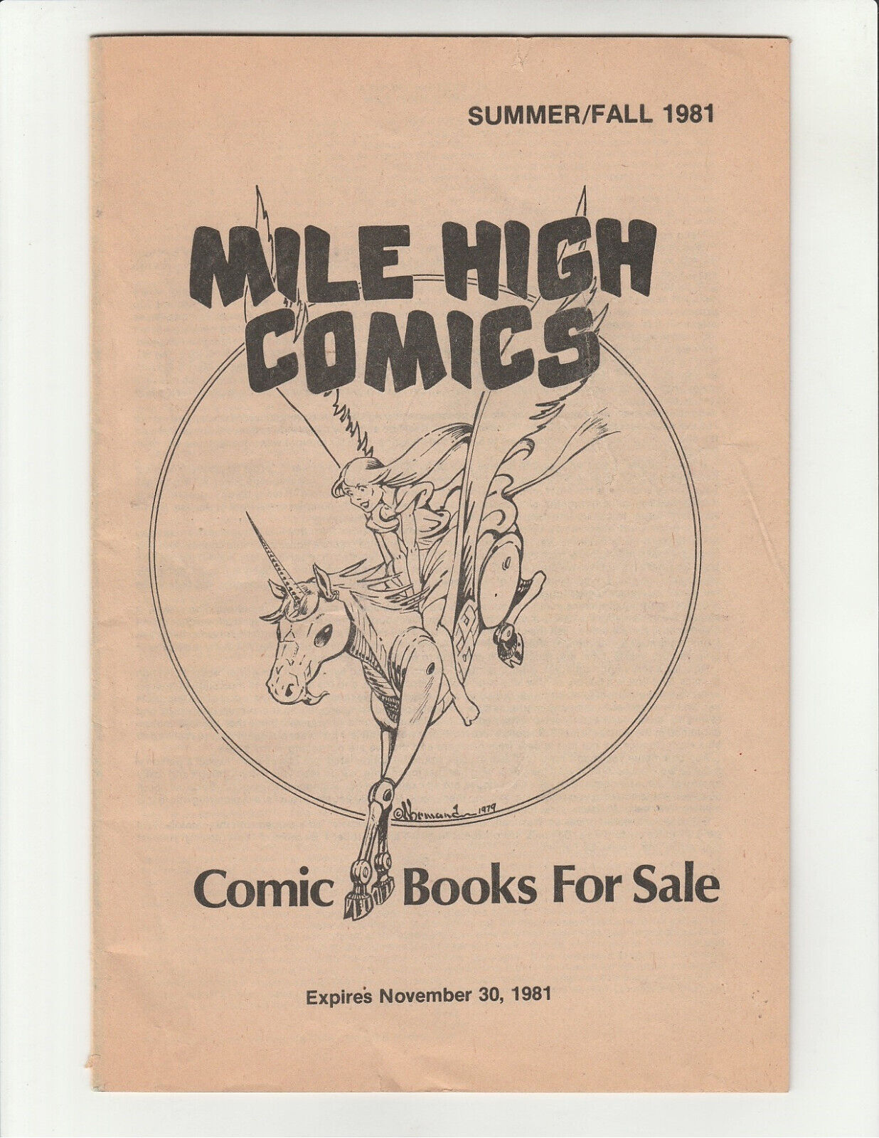 Mile High Comics Price Guide Newsletter Expires Nov 30  1981 Catalog Boulder CO
