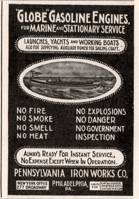  1901 d Globe Gas Engines Pennsylvania Iron Works  Print Ad