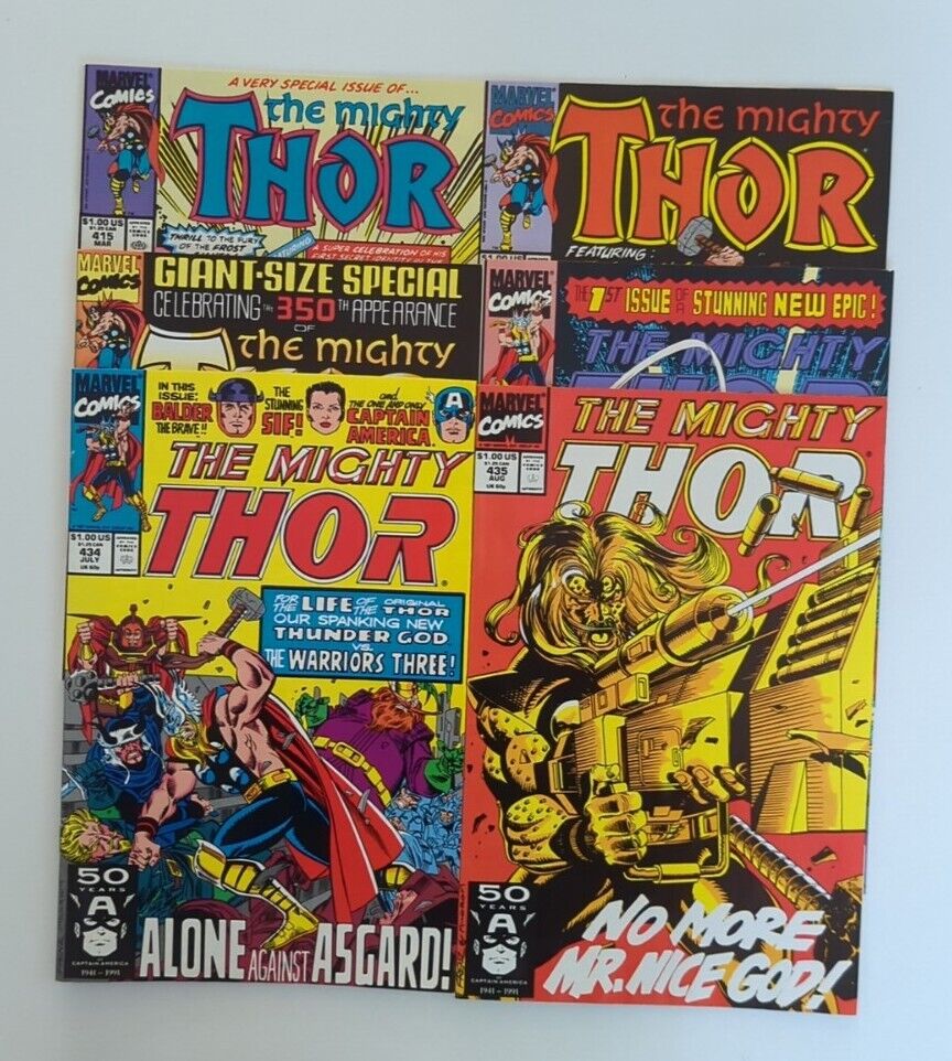 Lot Of 6 1990-91 Marvel Thor Comics #415 430 432-435 VF/NM
