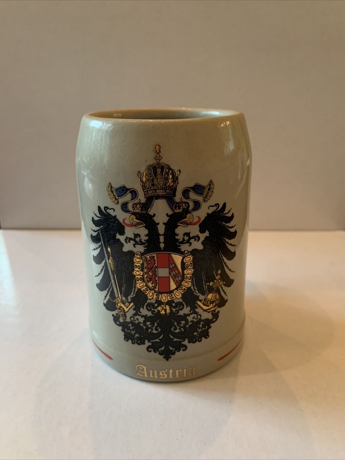 Austria Gold Rim Coat Of Arms Beer Stein Mug .25L In Excellent Condition
