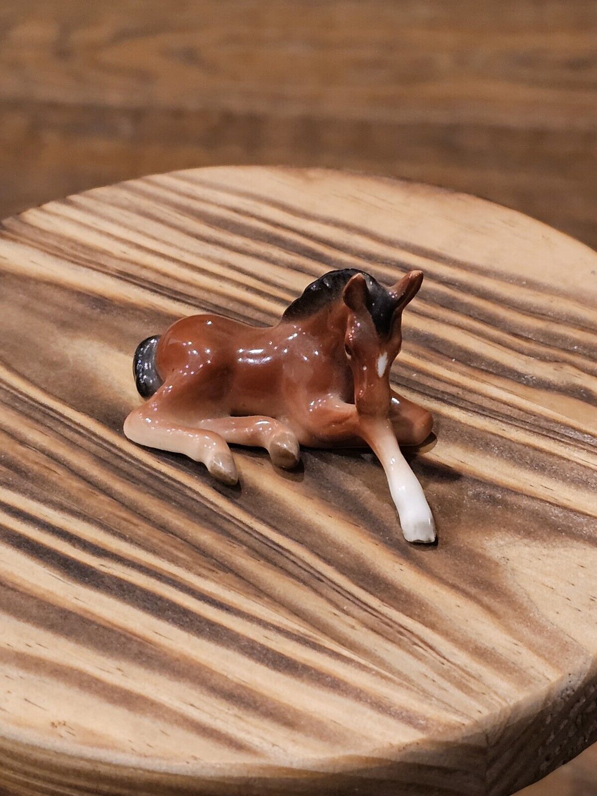 VTG Horse Figurine Bone China Brown Lying Colt Made In Japan Miniature H4688