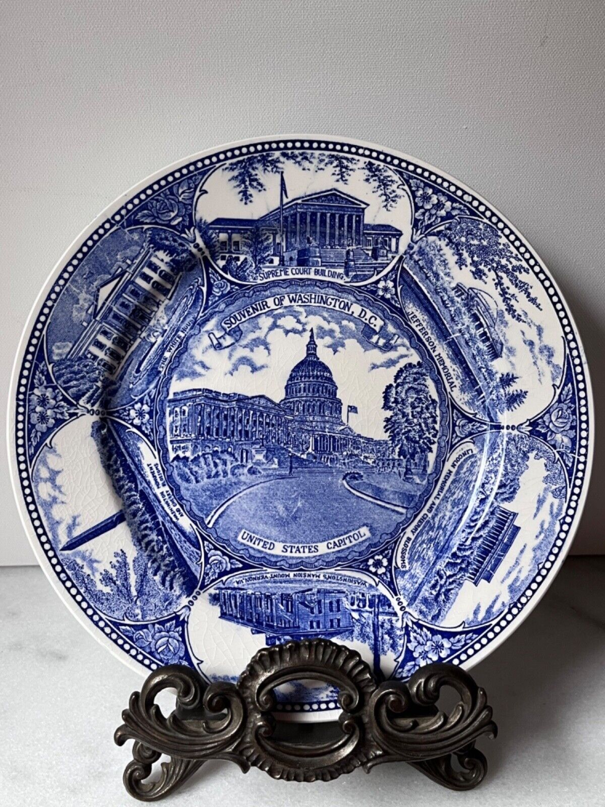 Vintage Plate Souvenir of Washington DC, Blue/White 10\