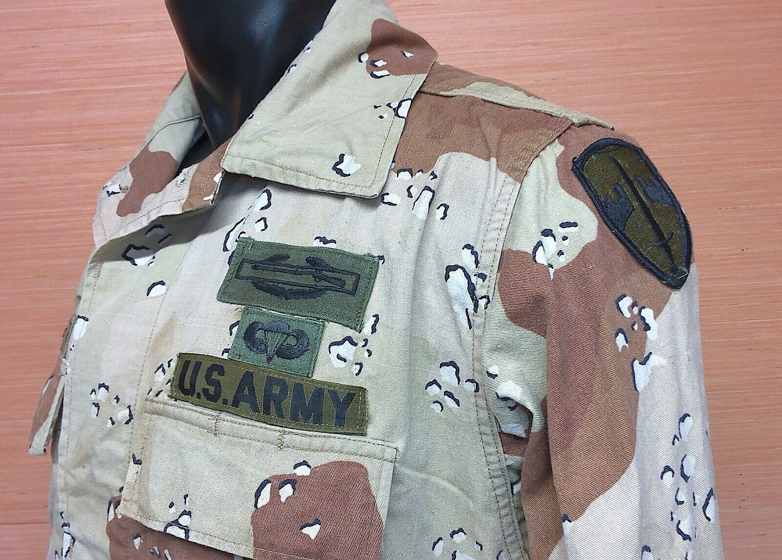 Vintage Gulf War Era USGI Desert Chocolate Chip Camo Coat Jacket Sz Medium Short