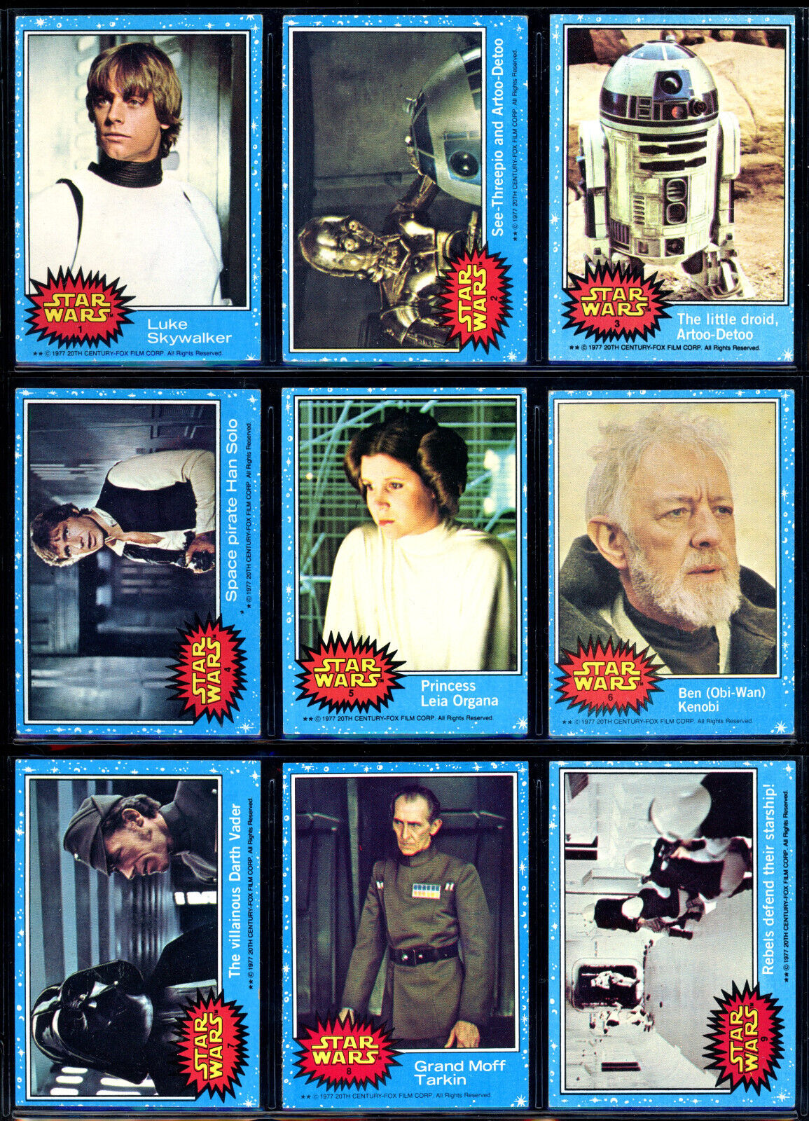 1977 Topps Star Wars Blue Series 1 Complete 1-66 Card Set NM Luke Skywalker Leia