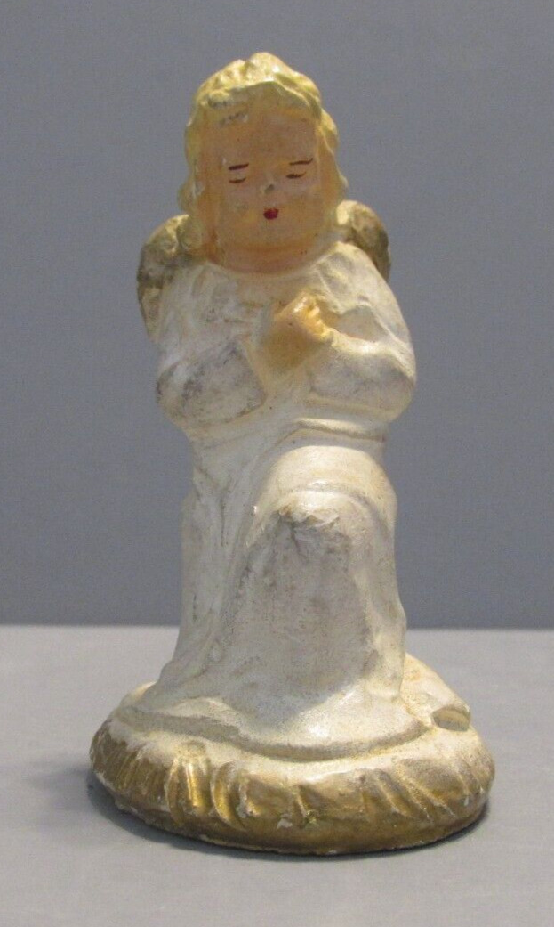 Vintage Kneeling Angel Nativity Chalkware Figurine