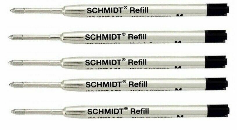 5 Refills for Montegrappa Ballpoint Pens - BLACK Medium, Made in Germany