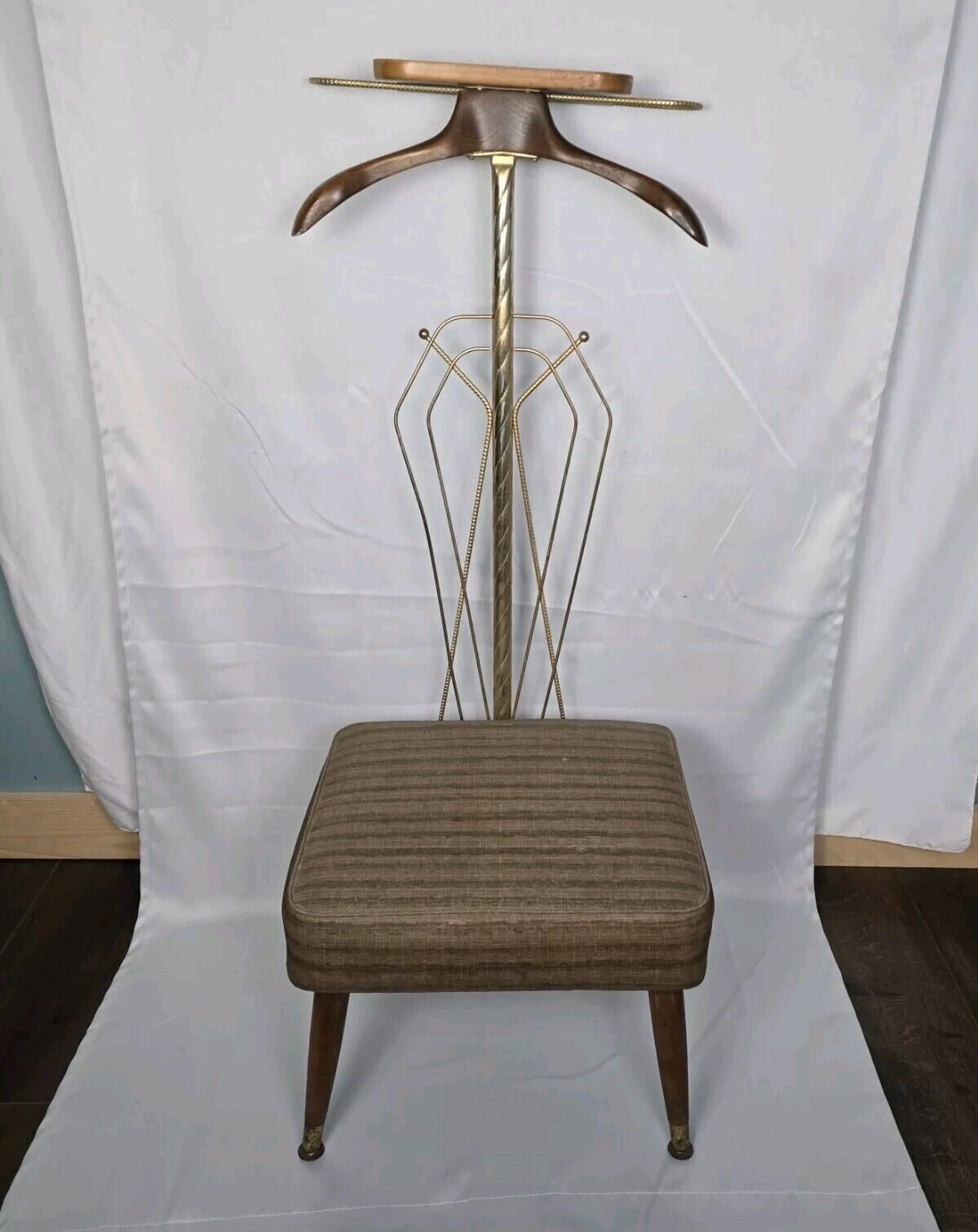 Vintage Lee Rowan Butler Dressing Chair Valet Retro Vinyl Stool Seat 24kt Plated