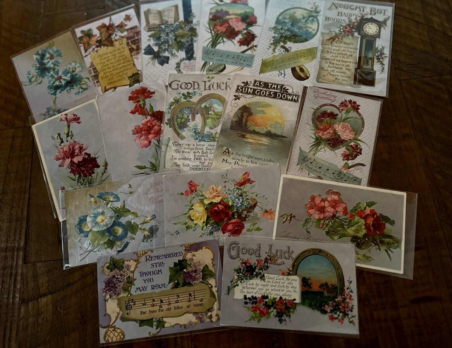 Pretty Lot of 17 ~Silver Embossed ~Vintage Greetings Postcards~ Flowers~k224