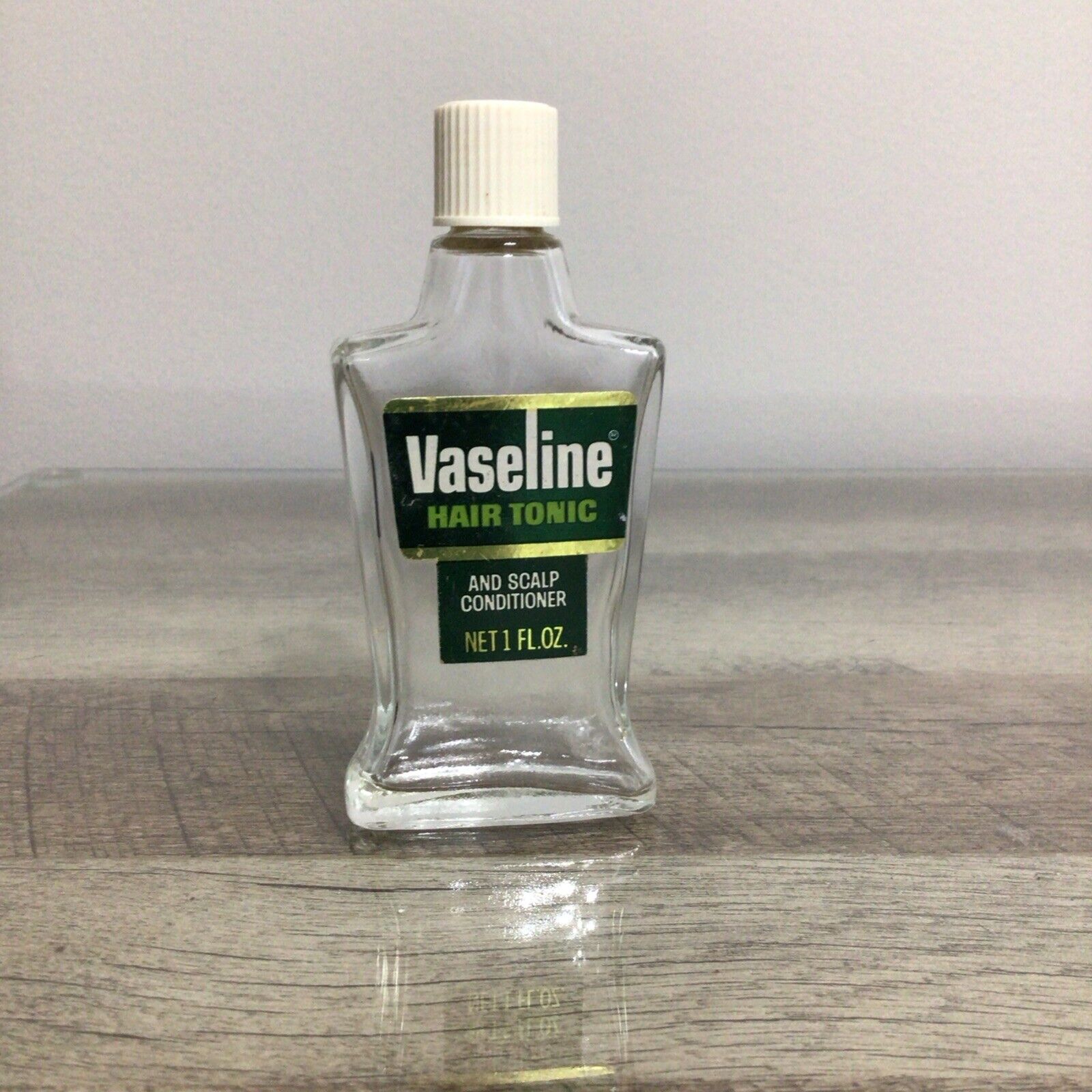 Vintage Vaseline Hair Tonic and Scalp Conditioner Empty Glass Bottle Plastic Top