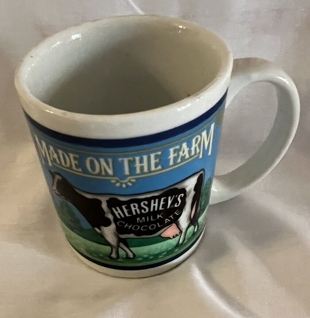 Vintage 1993 Hershey's Coffee 8 Oz  Cup Mug Milk Chocolate Cow Made On The Farm