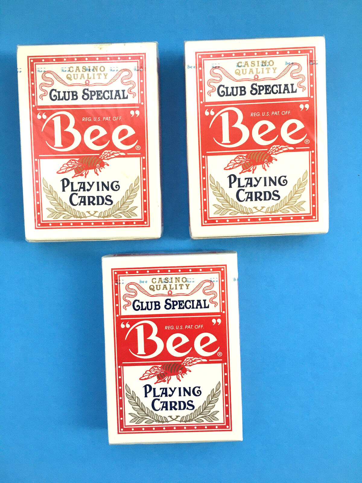 Playing Cards 3 Decks Bee Club Special Casino Quality Jumbo Index, Sealed