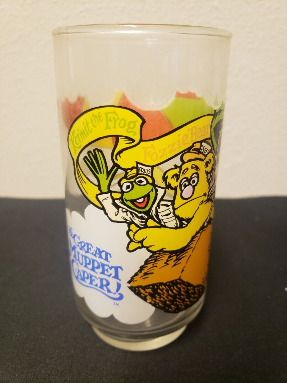 The Great Muppet Caper KERMIT FOZZIE GONZO Glass Cup 1981 MCDONALDS