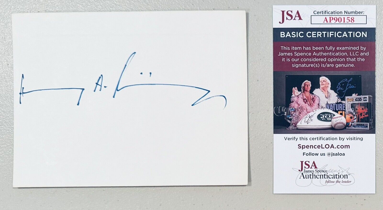 Henry Kissinger Signed Autographed 4.5 x 6 Card JSA Secretary Of State Nobel 2