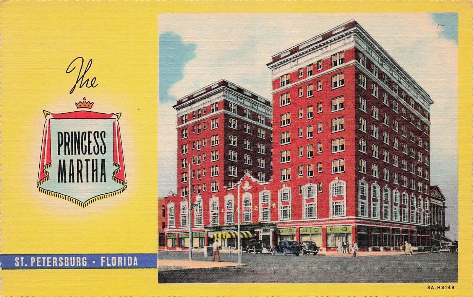 St Petersburg FL Florida Princess Martha Hotel Apartments Vtg Postcard D58