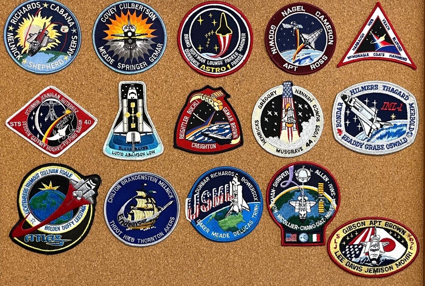 Lot of (15) NASA Space Patches from the Shuttle Program