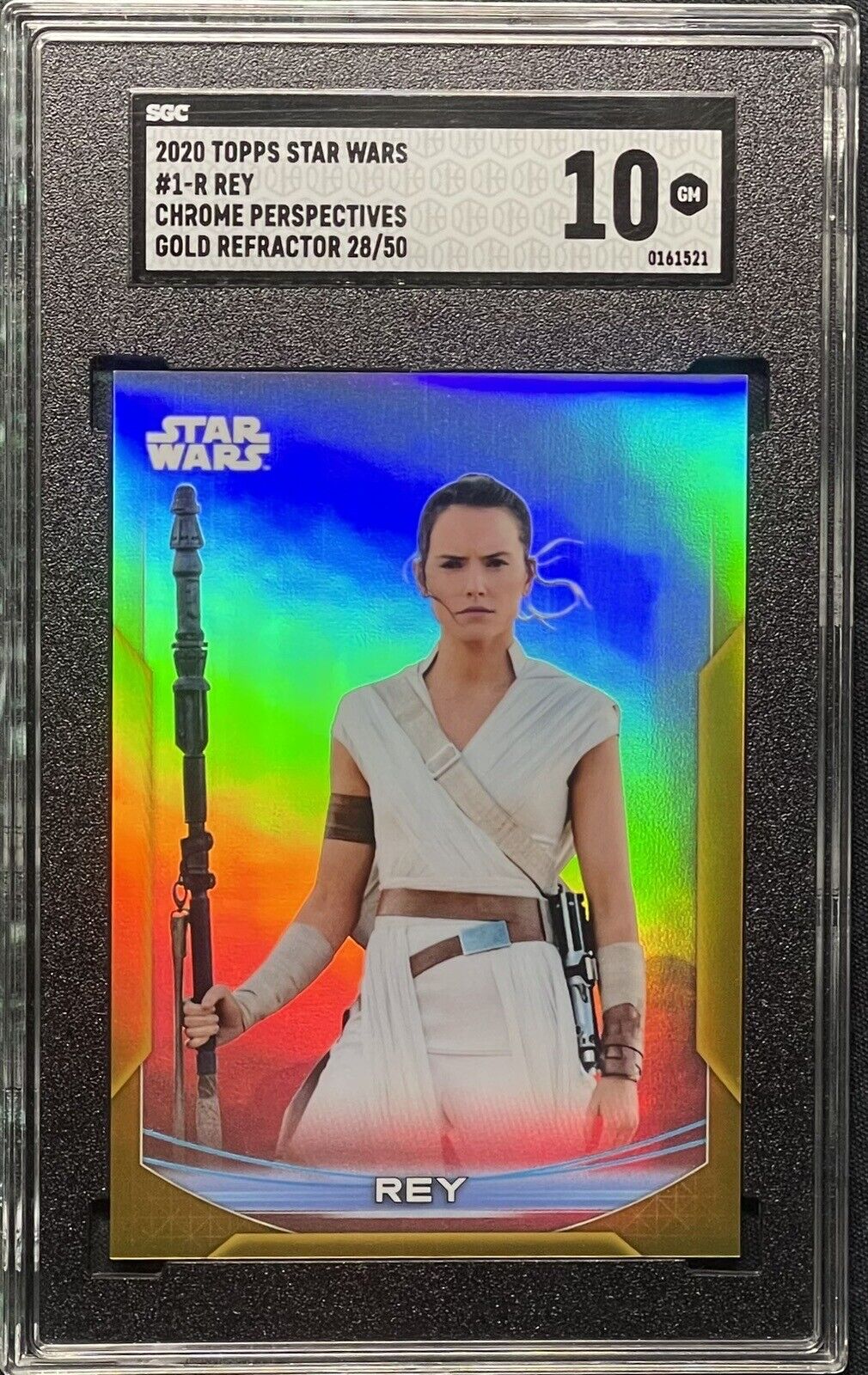 2020 Topps Star Wars Chrome Perspectives #1-R Rey Gold Refractor /50 SGC 10