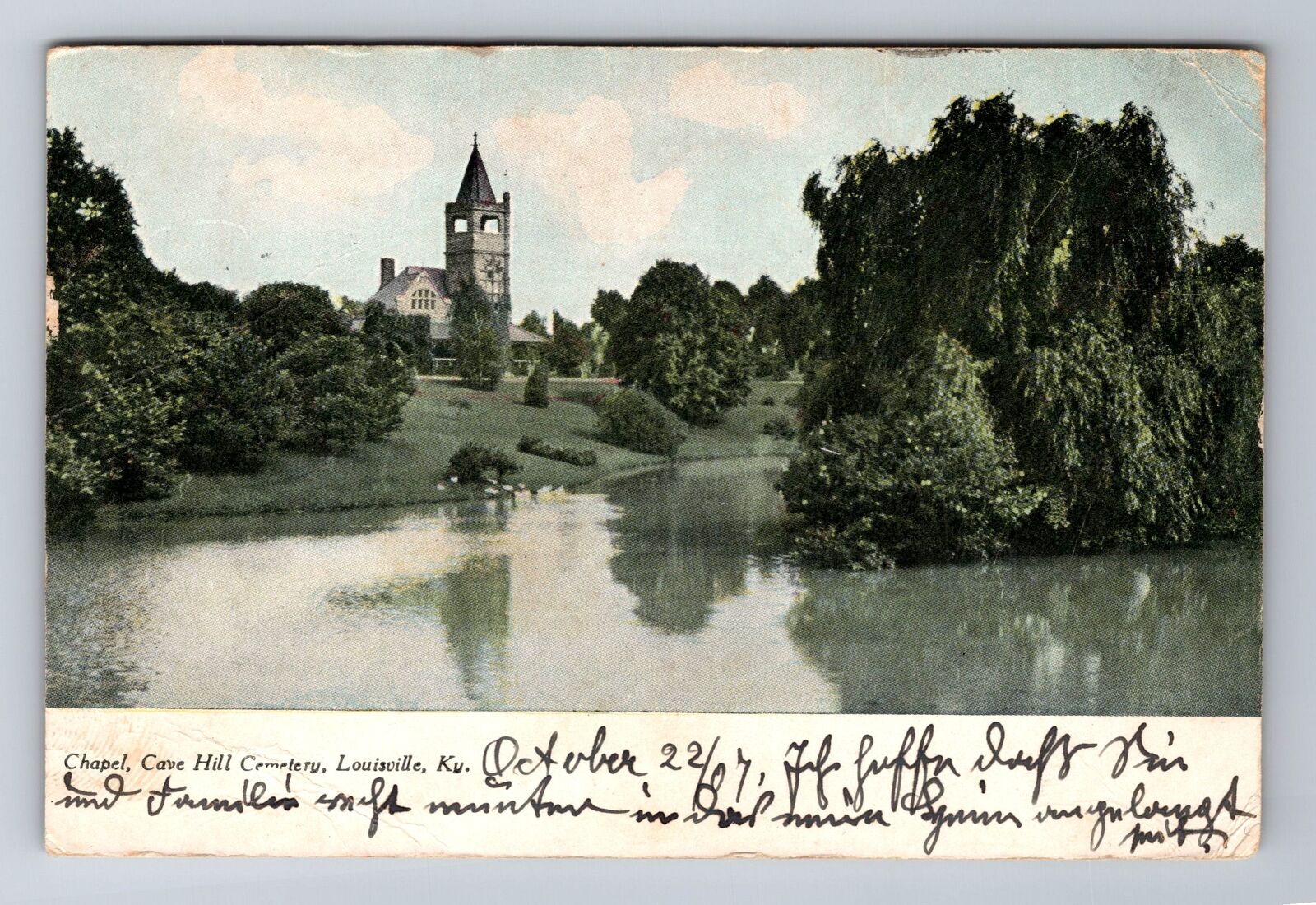 Louisville KY-Kentucky, Chapel, Cave Hill Cemetery, Vintage c1907 Postcard