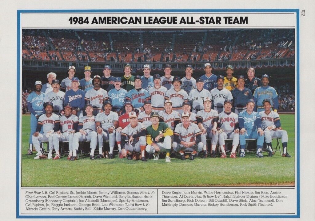 American League All Star Team Photo MLB AL NL Baseball Vintage Print Ad 1984