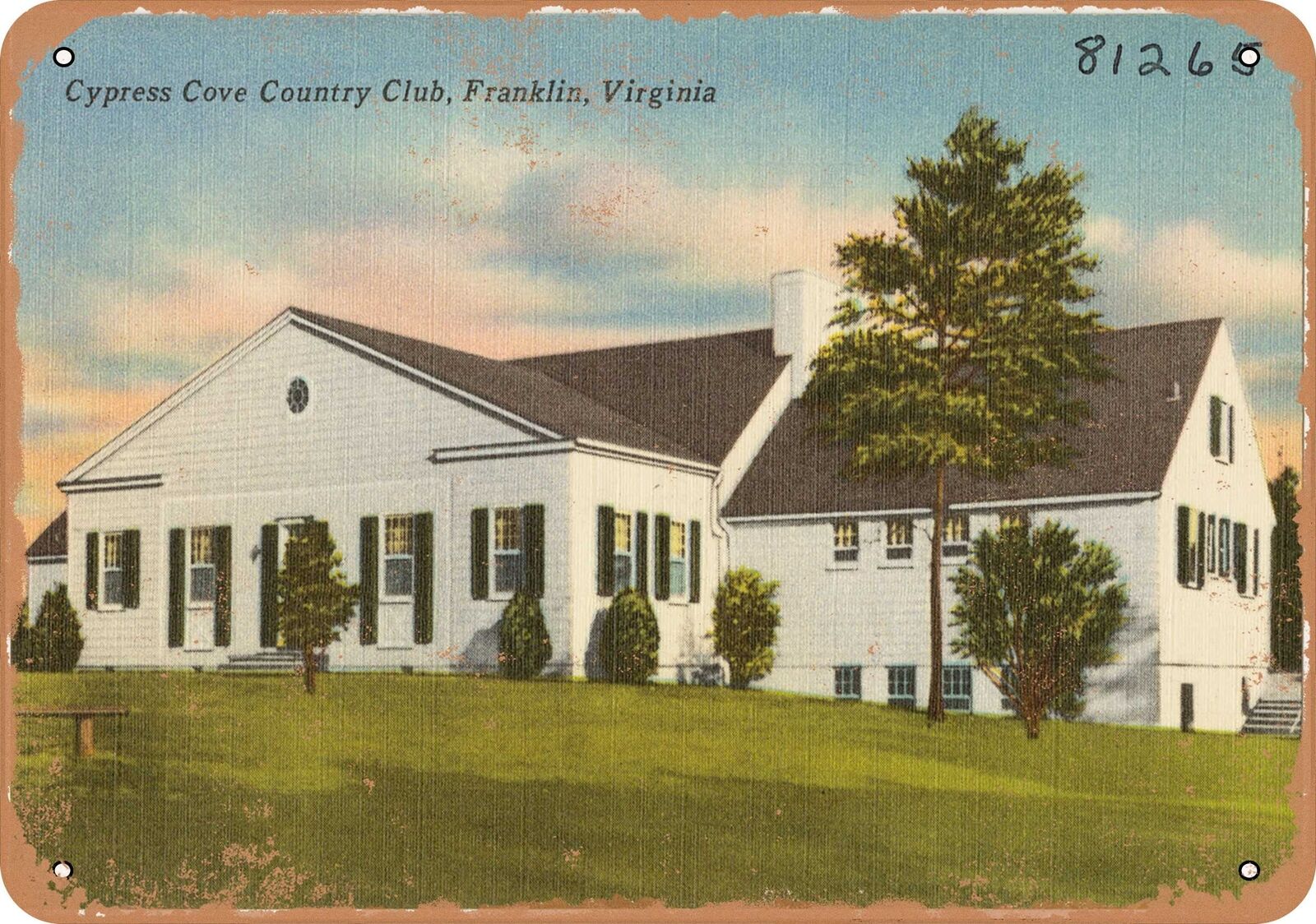 Metal Sign - Virginia Postcard - Cypress Cove Country Club, Franklin, Virginia