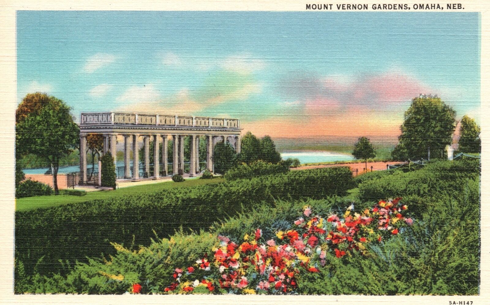Vintage Postcard 1930\'s Mount Vernon Gardens Omaha Nebraska Eric Nelson News
