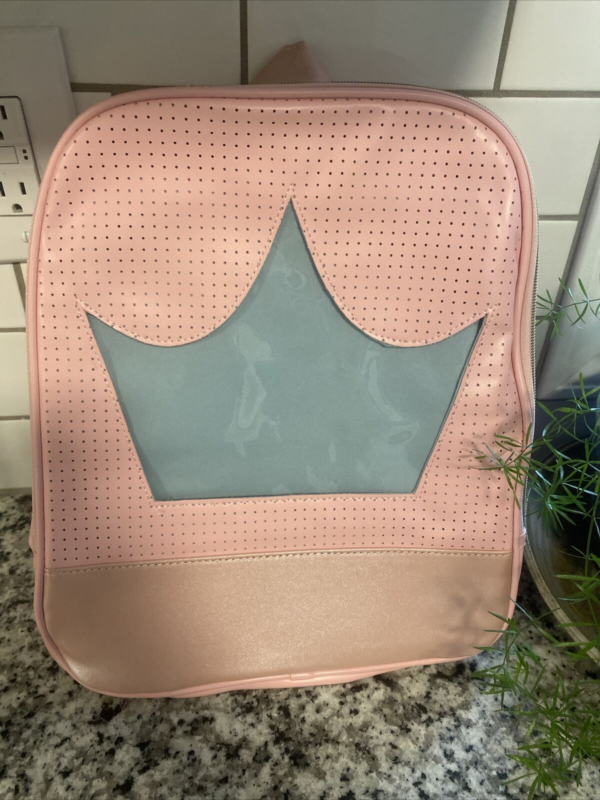 Disney Park Princess Crown Simulated Leather Backpack Pin Trader Holder NWT New