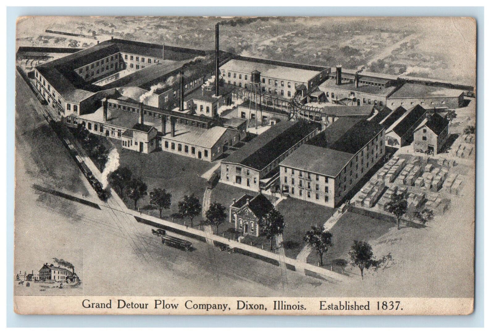 c1910s Grand Detour Plow Company Dixon Illinois IL Zoeller's Store Postcard