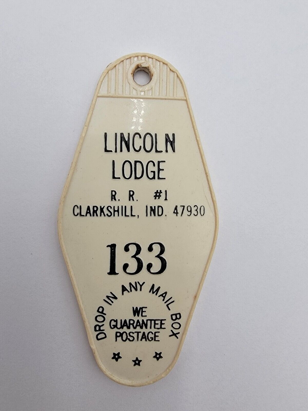 Vintage Lincoln Lodge Clarkshill Indiana Room Key Fob