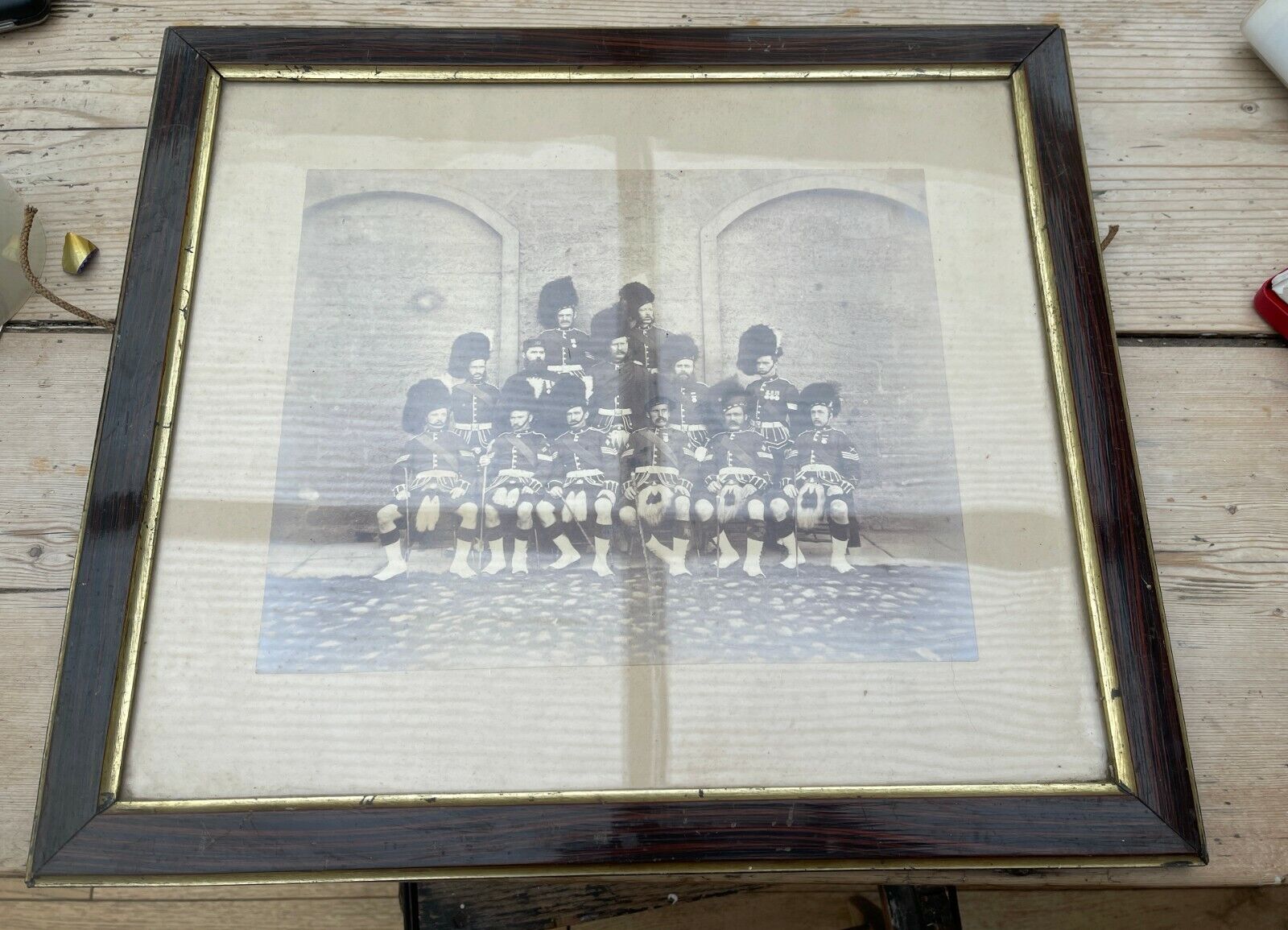 Great Victorian Photo Scottish Serjeants in Kilts-Busby\'s - photo 11 1/2 x9