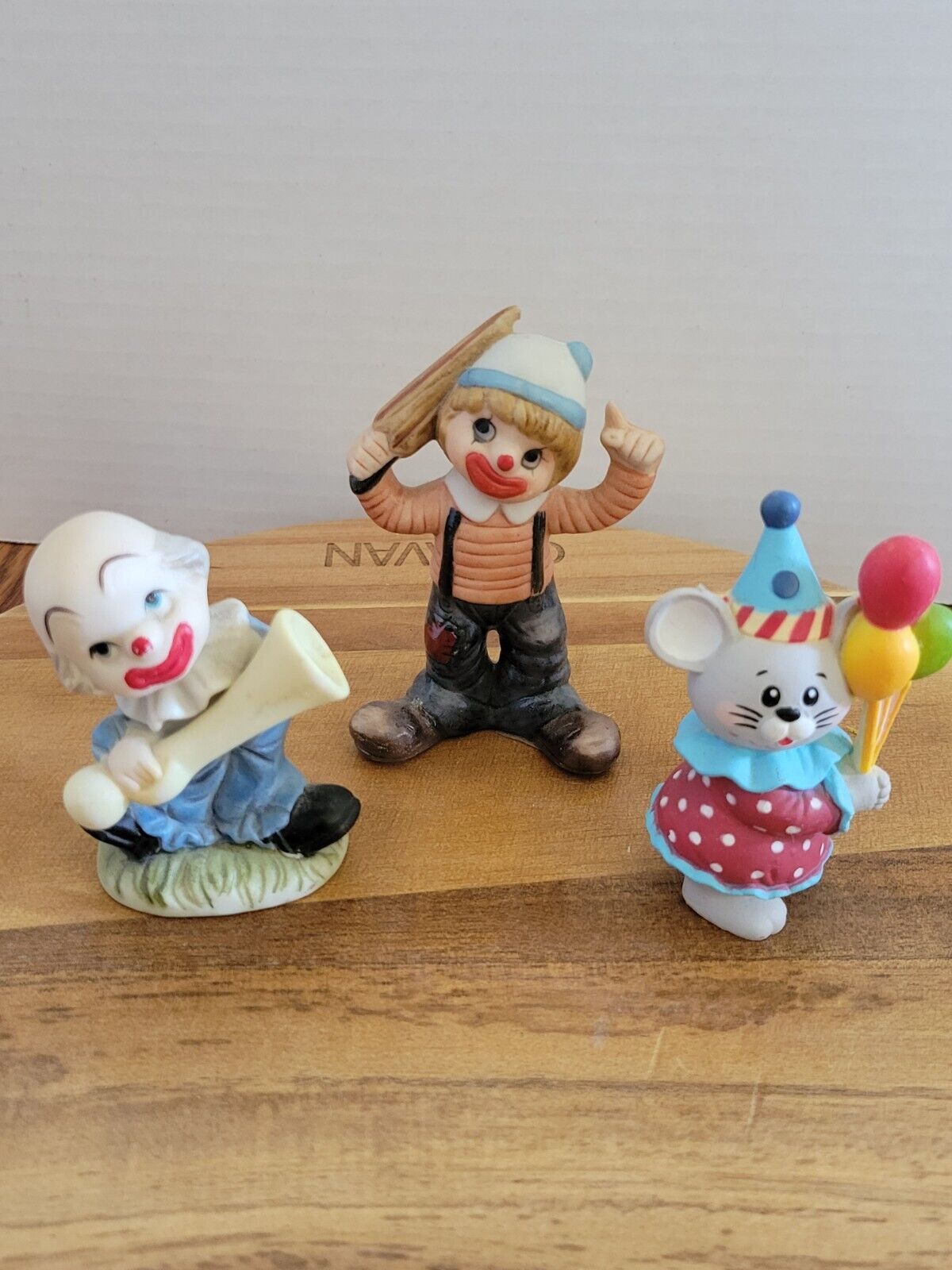 Vintage Lot of 3 Clowns Enesco/Birthday Clown Mouse/Bald Clown/1980s