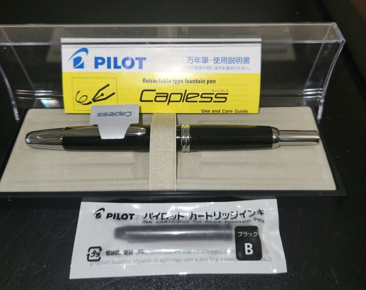 Pilot NAMIKI CAPLESS Fountain Pen Black Fine Nib FCN-1MR-B-F NEW IN BOX