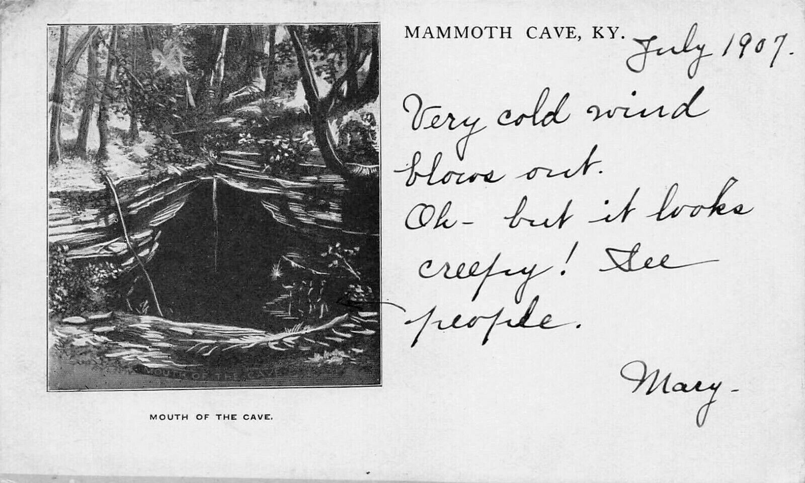 Mouth of the Cave, Mammoth Cave, Kentucky, July 1907 Postcard