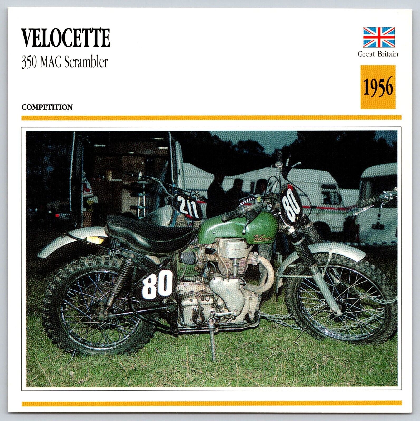 Velocette  350 MAC Scrambler 1956 G Britian Edito Service Atlas Motorcycle Card