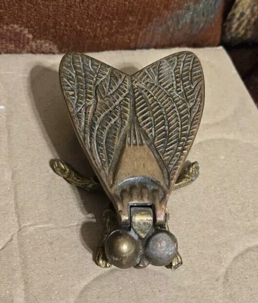 Vtg Art Brass Metal Table Fly Insect Bug Ashtray