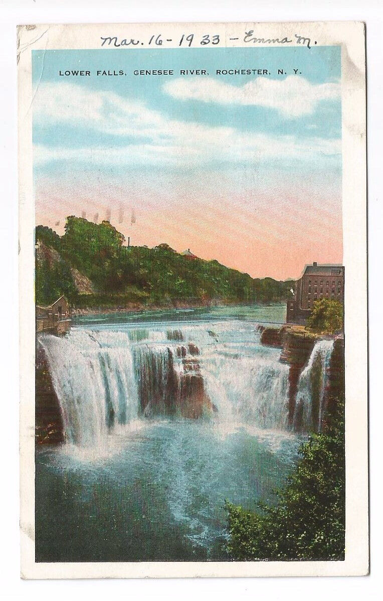 Rochester NY Postcard Lower Falls Genesee River c1920s