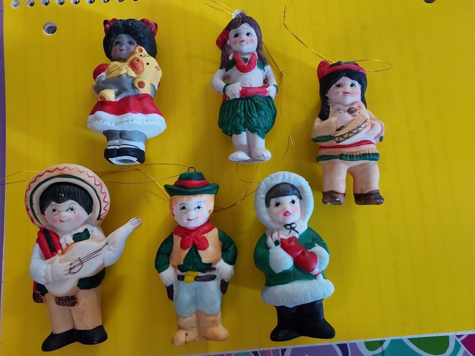 1986 All American Kids Christmas Ornaments Set of 6 