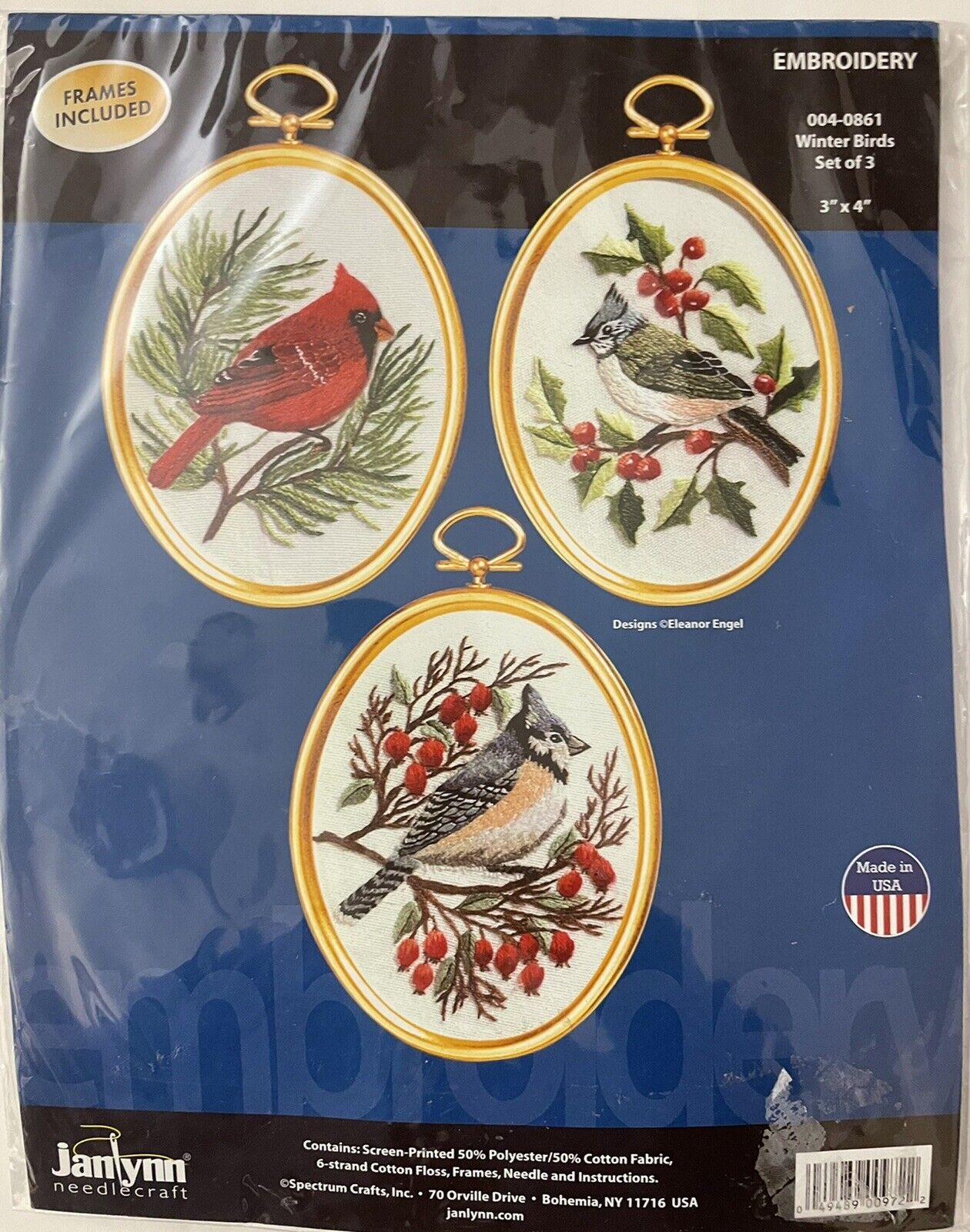 Janlynn Winter Birds Embroidery Kit Set of 3, 3\