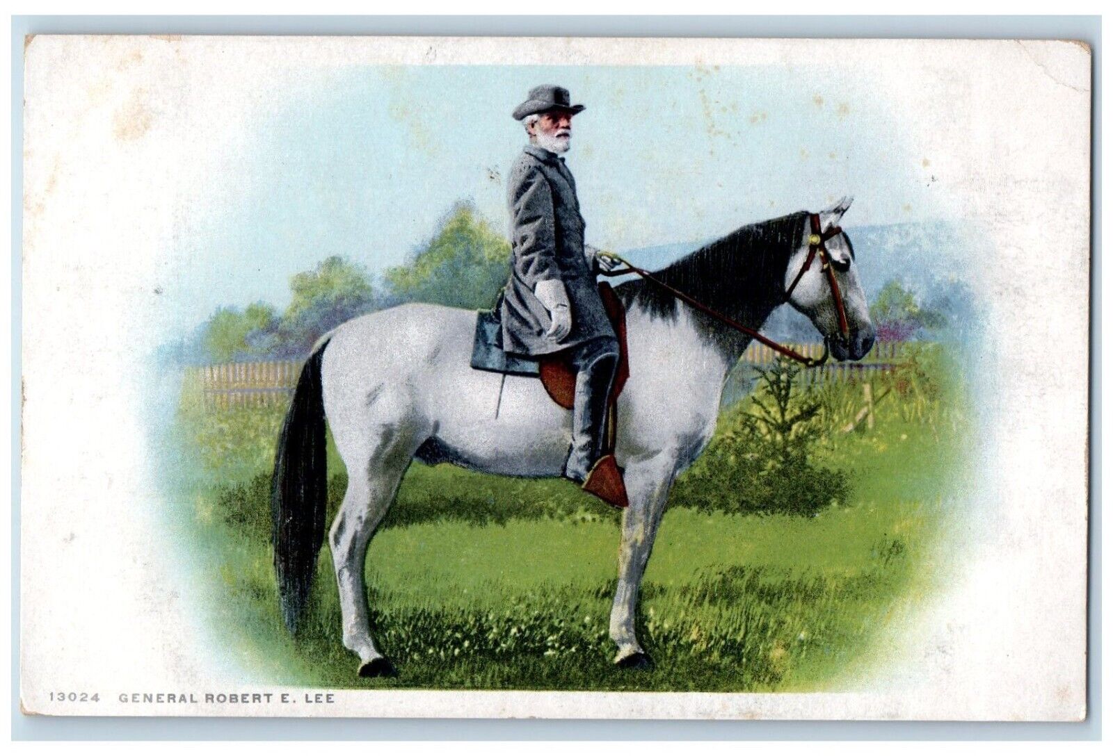 c1910's General Robert E. Lee Horse Cowboy Phostint Unposted Antique Postcard
