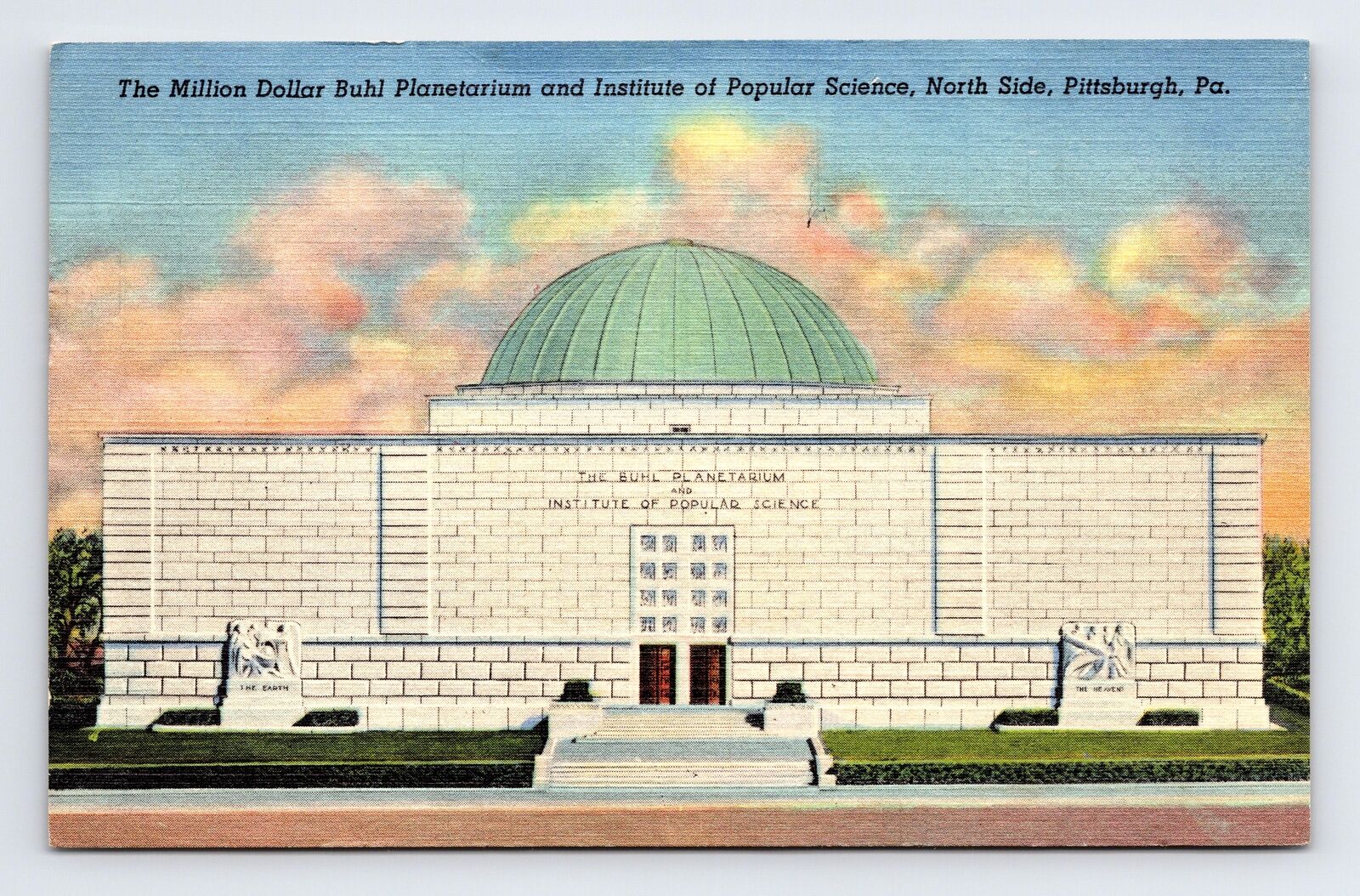 Postcard Pittsburgh PA Pennsylvania Buhl Planetarium Institute Popular Science