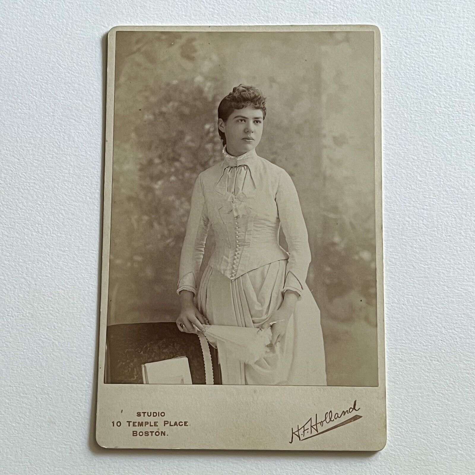 Antique Cabinet Card Photograph Beautiful Young Woman Teen Boston MA ID French