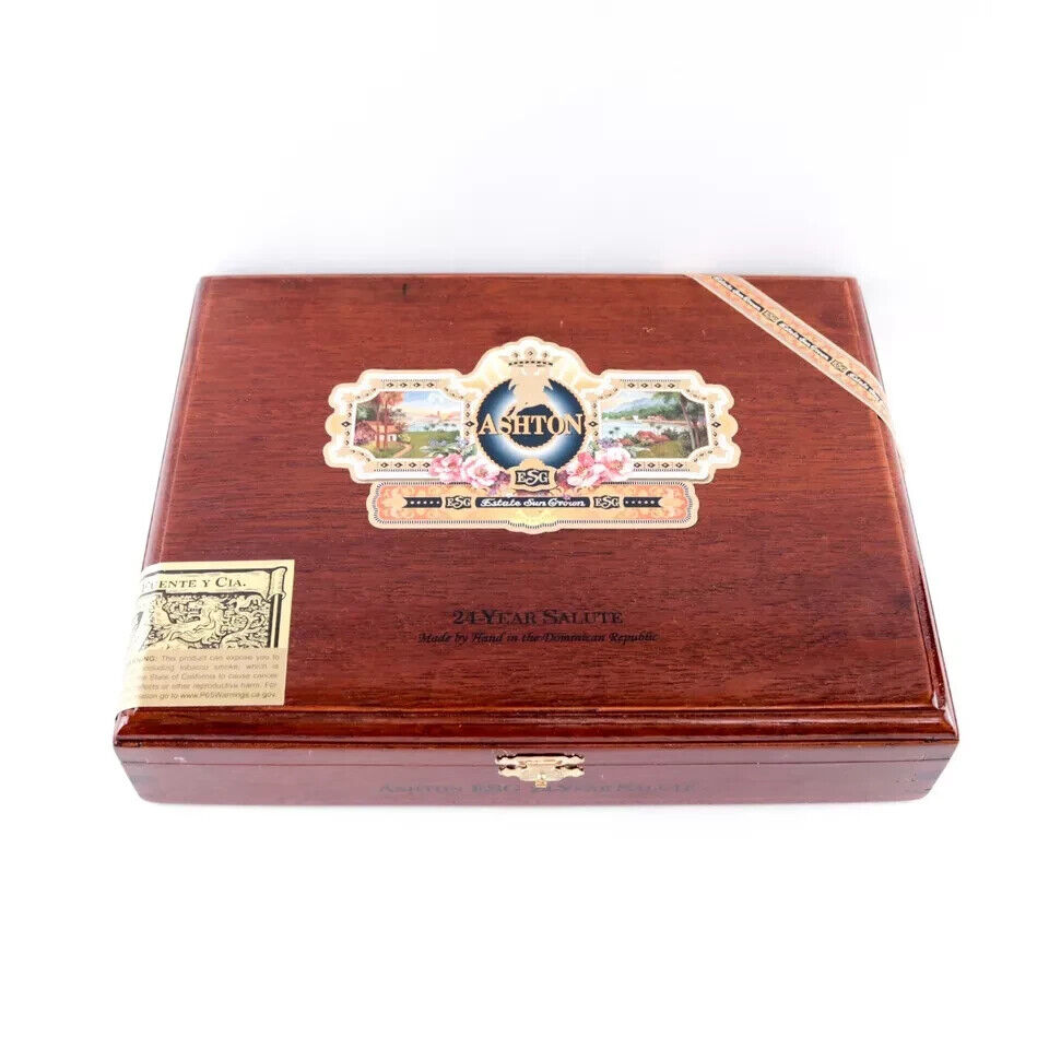 Ashton ESG 24-Year Salute Empty Wooden Cigar Box 10\