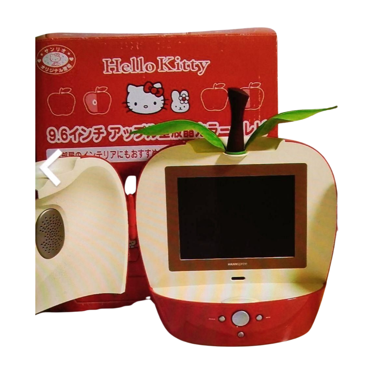 Sanrio Hello Kitty LCD 9.6in Apple-shaped Color TV Red 2006 Vintage Unused