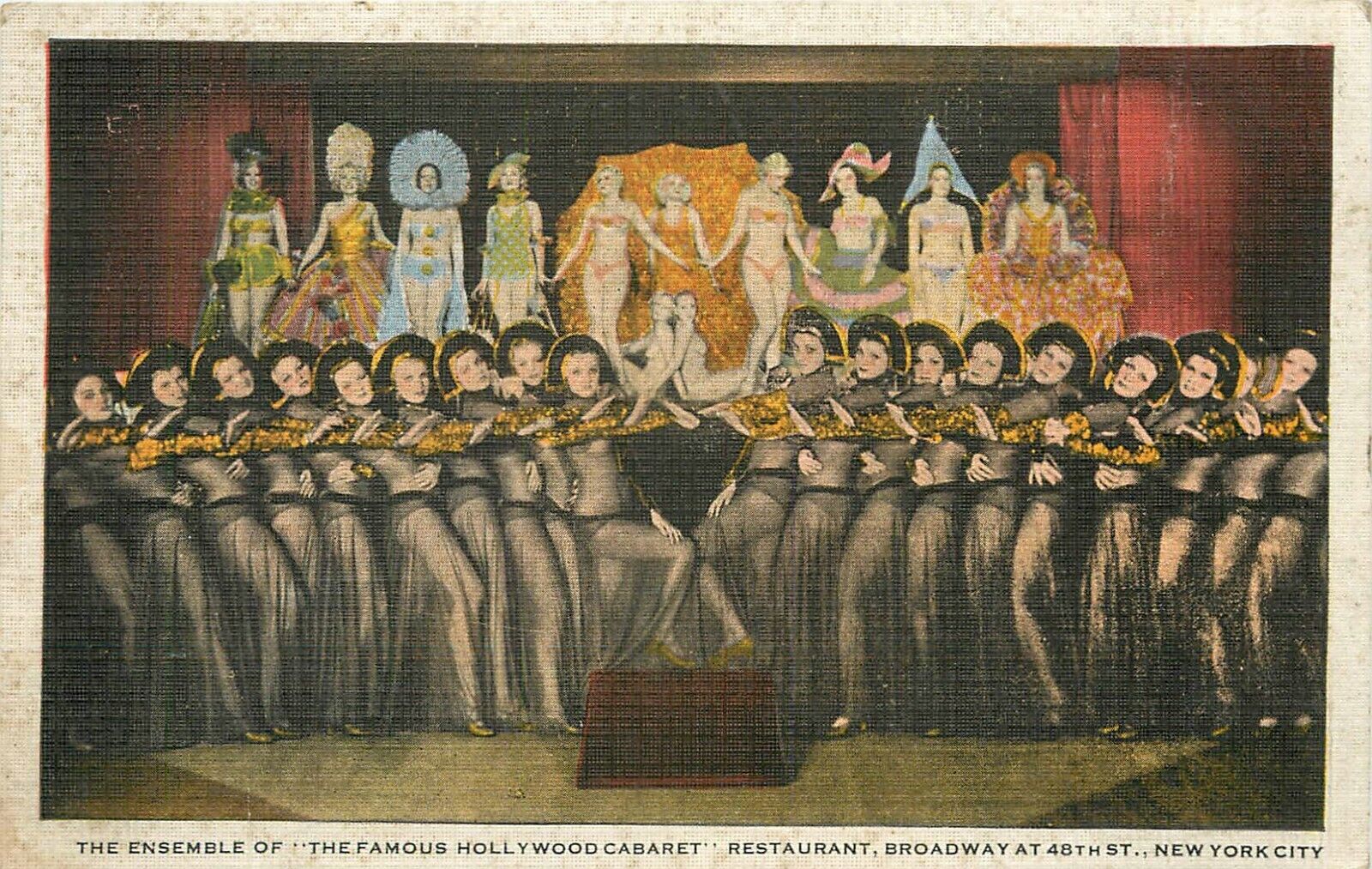 1936 Hollywood Cabaret Restaurant Ensemble on Broadway, New York City Postcard