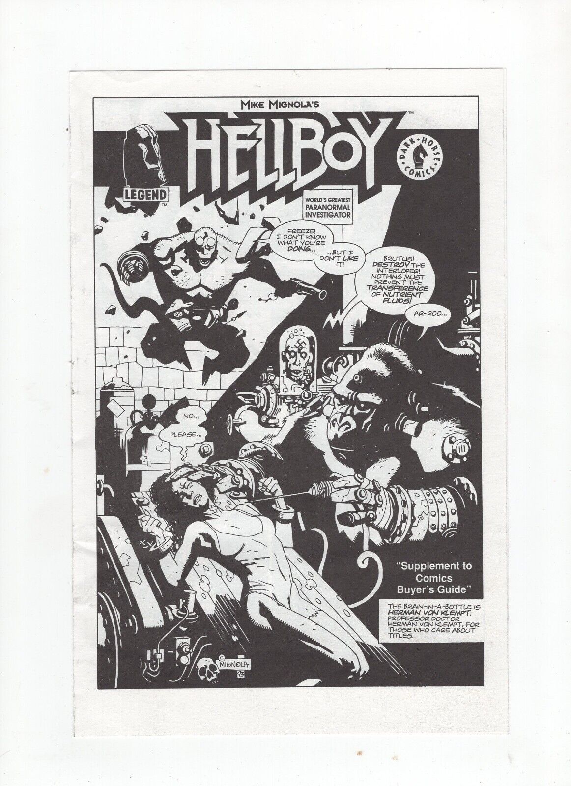Hellboy Supplement to Comic Buyer's Guide #1070 May 20, 1994  Mignola art (Rare)