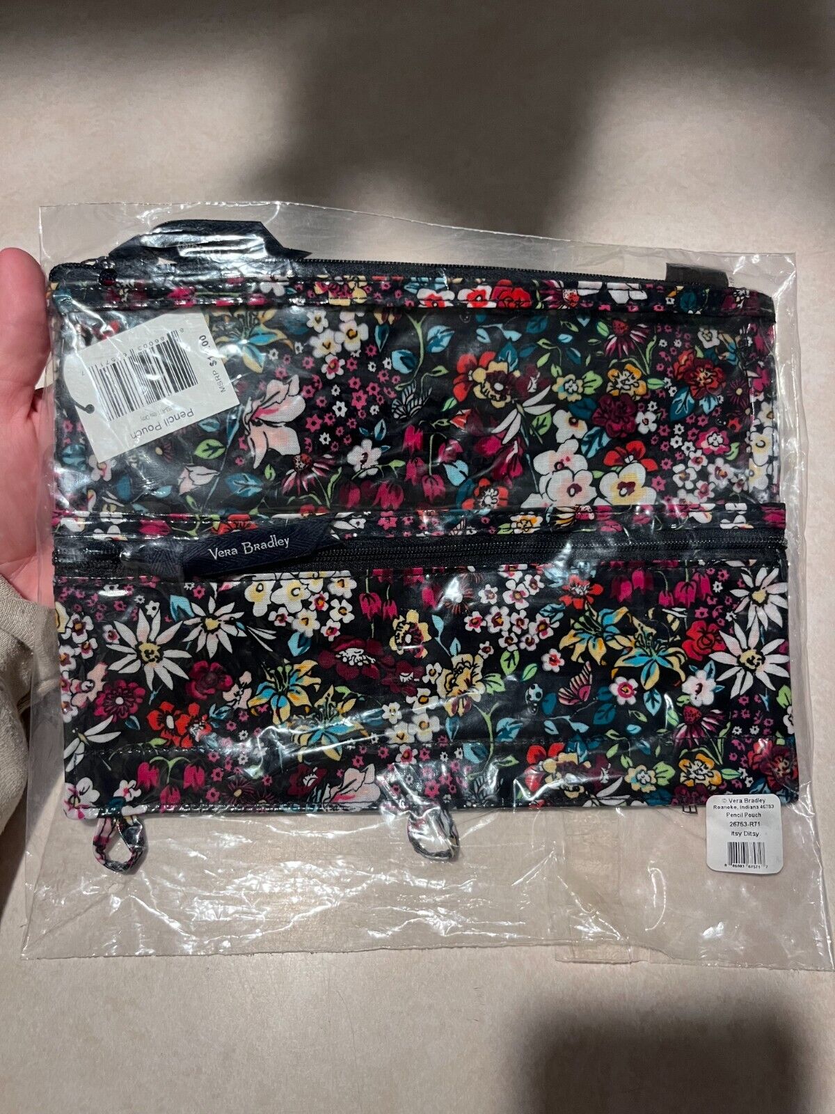 FACTORY SEALED NWT Vera Bradley Pencil Pouch RETIRED pattern Itsy Ditsy