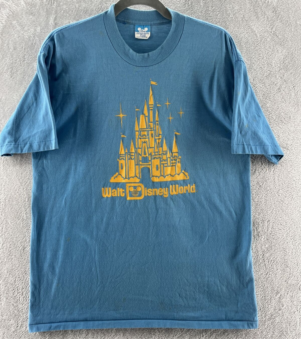 VTG Walt Disney World Mens Short Sleeve Blue SS T-Shirt Cinderella Castle Sz XL