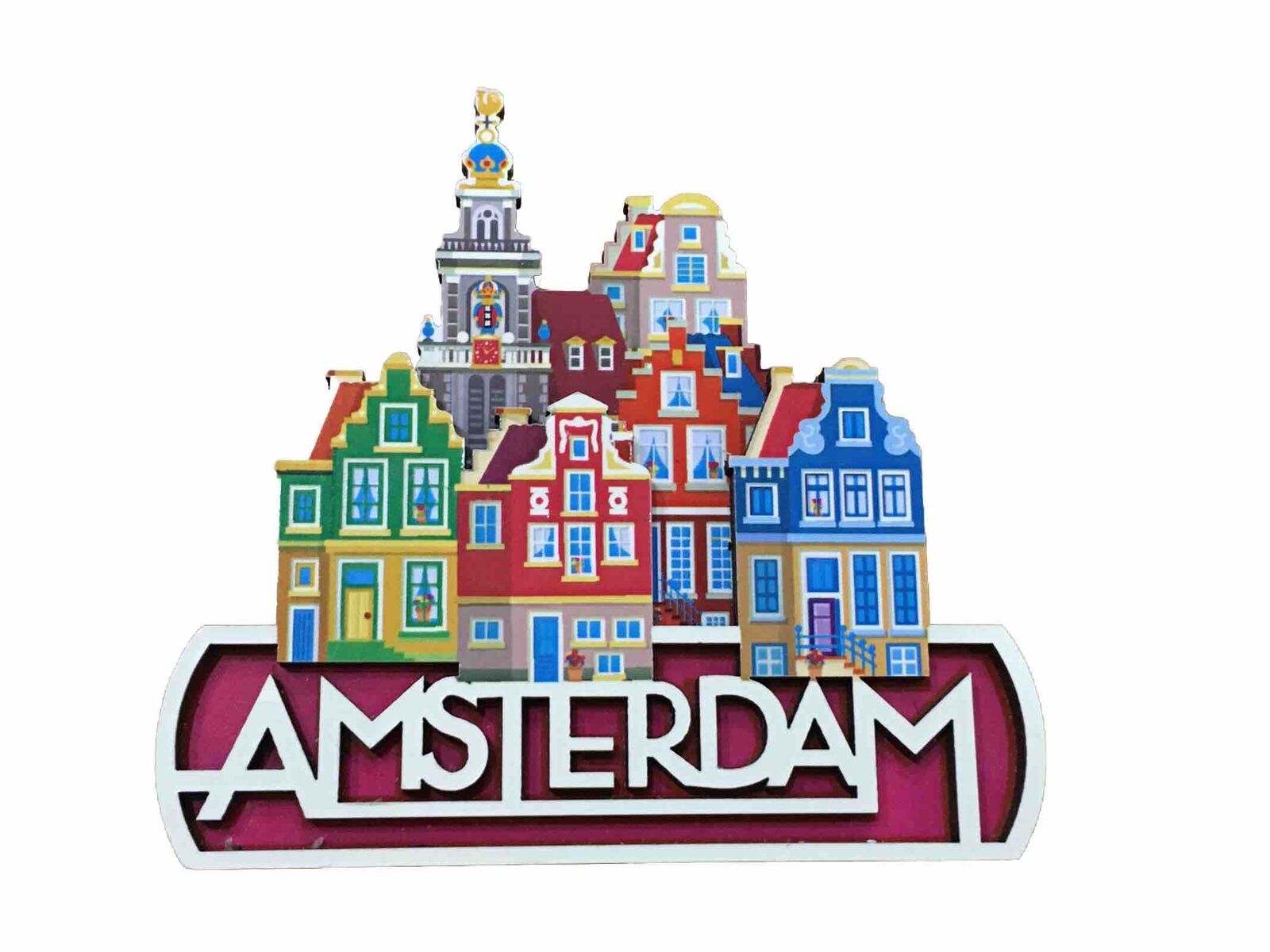 Amsterdam Holland Travel Souvenir Gift cartoon houses Refrigerator Fridge Magnet