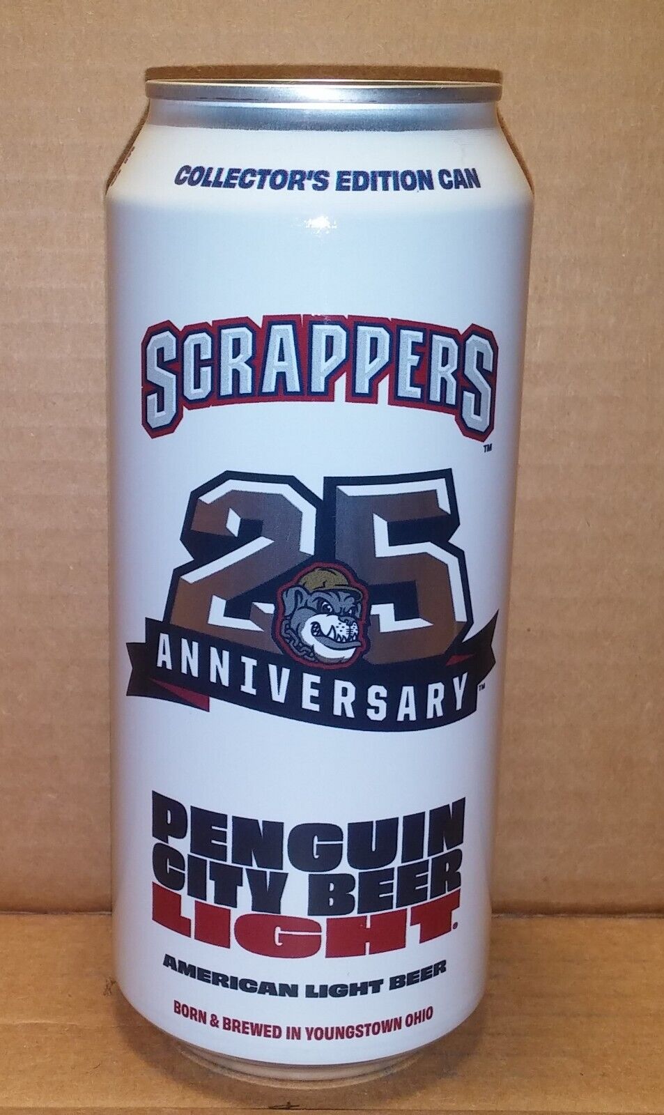 Penguin City Light 16 oz. beer can 25th Anniversary Mahoning Valley Scrappers