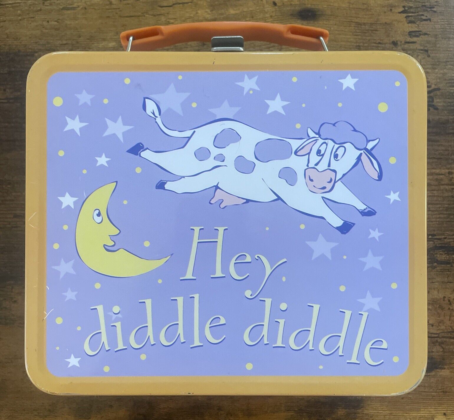Vintage Hey Diddle Diddle... Cow Jumped Over The Moon Metal Lunch Box