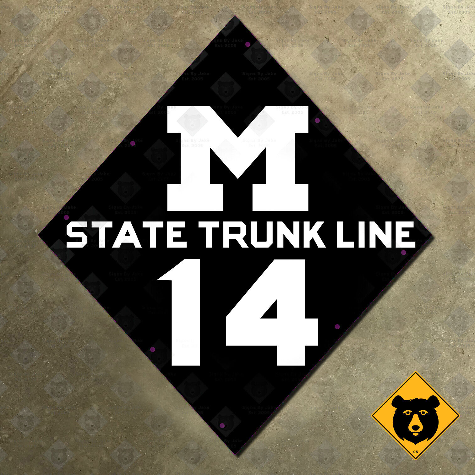 Michigan state route M-14 highway sign trunk line Cheboygan Hudson 1920 10x10