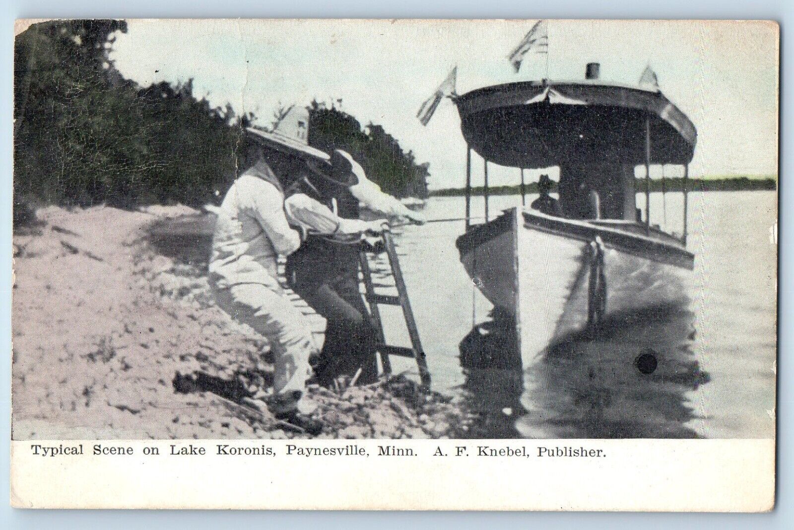 Paynesville Minnesota MN Postcard Typical Scene Lake Koronis Boat 1908 Vintage